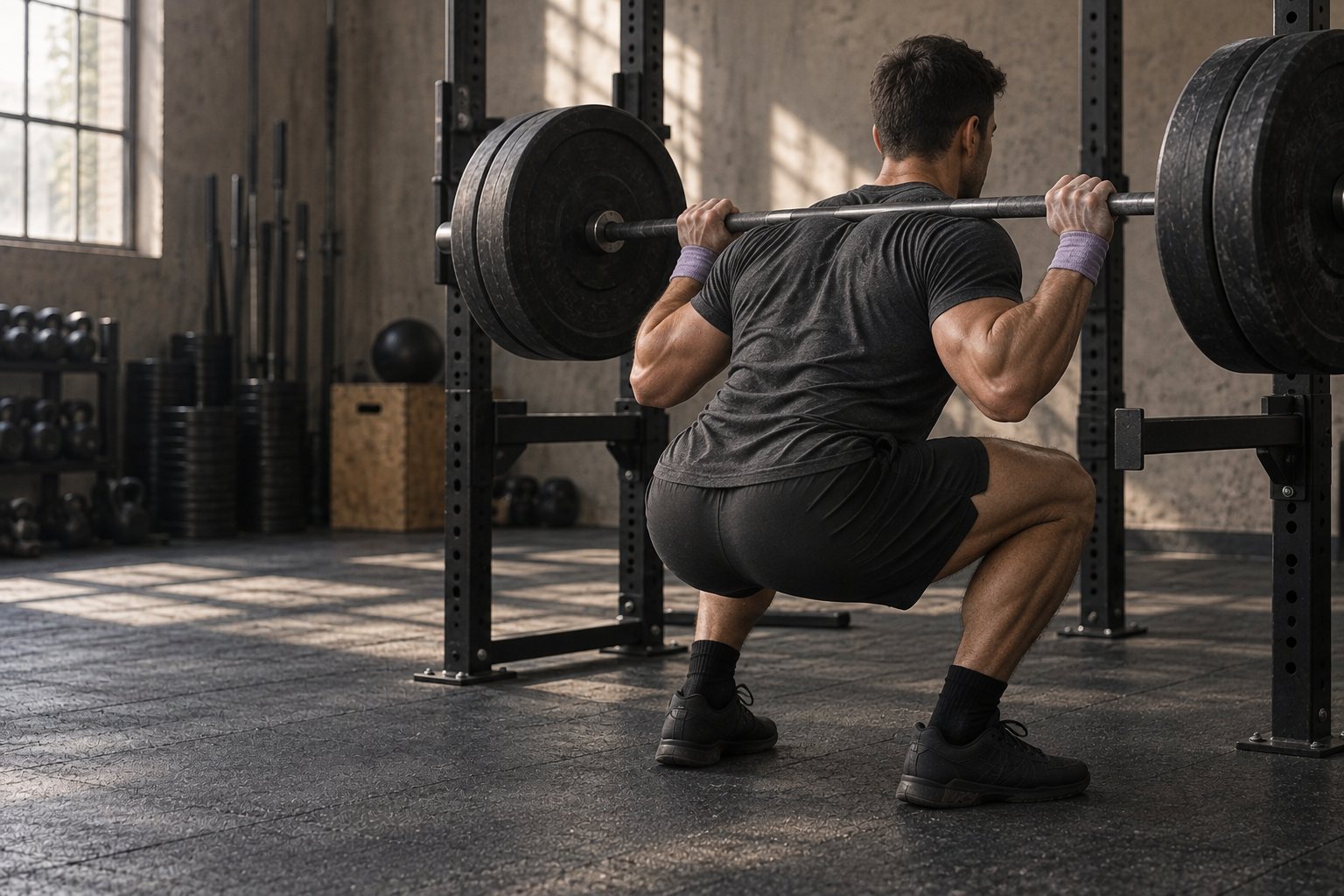 A lifter performing a barbell squat
